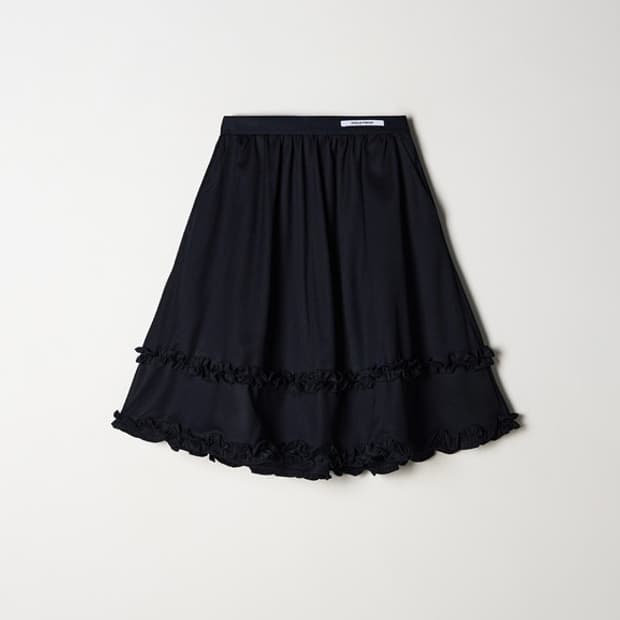 호쿠스포쿠스 젠틀 프릴 러플 디테일 밴딩 스커트 치마 다크네이비