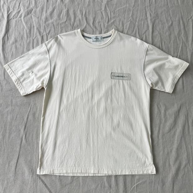 707 플랜 패치 스티치 크림 반팔 100-105