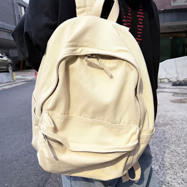 스투시 캔버스 아이보리 백팩 