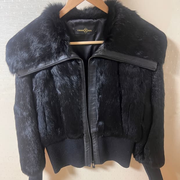 빈티지 크롭 토끼퍼자켓