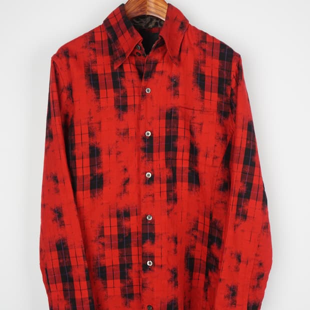  ROEN skull rhinestone flannel shirt