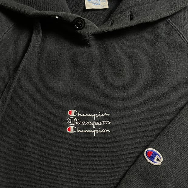 빈티지 챔피온 피그먼트 로고 후드티