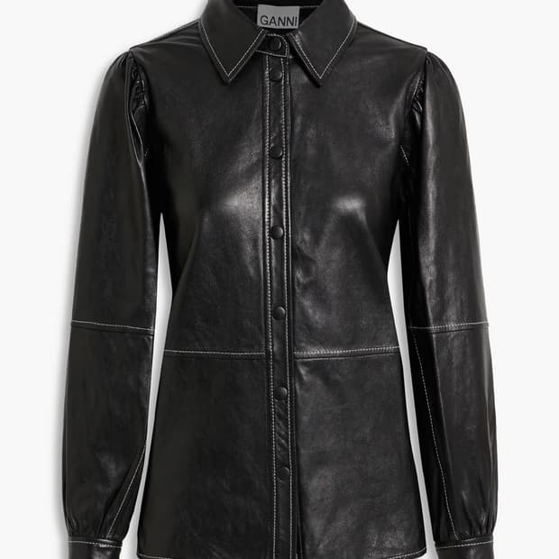 Ganni black leather shirt