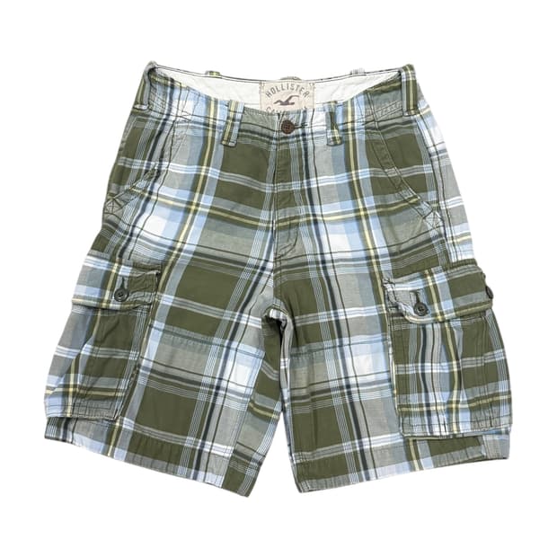 홀리스터 빈티지 Y2K 체크 카고 포켓 반바지 30