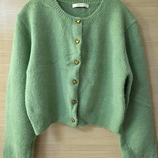 라운드가디건 라운드카디건 하트가디건 하트단추 니트가디건