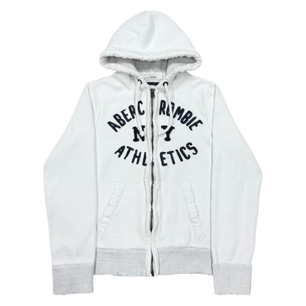 아베크롬비 빈티지 Y2K 데미지 디테일 기모 후드집업 자켓 화이트 S