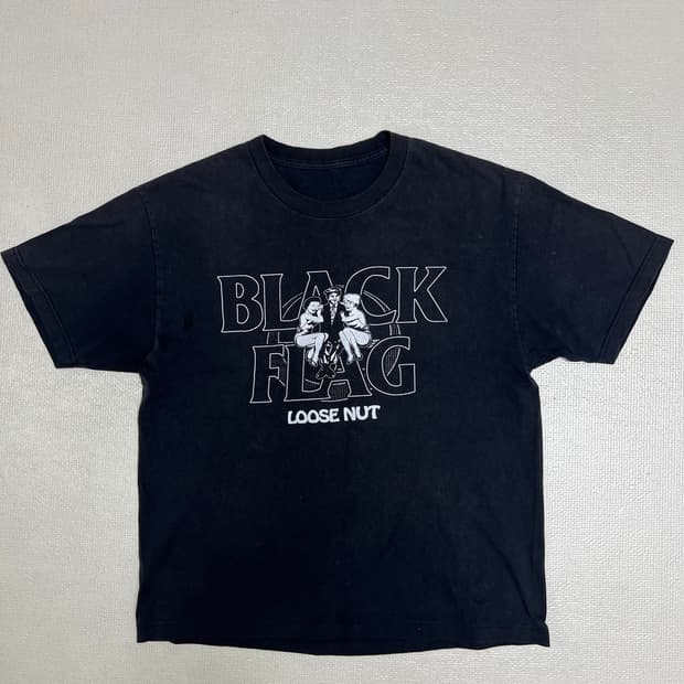 90s 블랙플래그 루즈넛 페이드블랙 반팔티셔츠 L