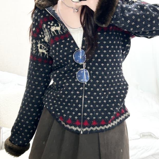 폴로 노르딕 울 니트집업