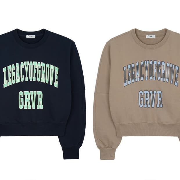 그로브 LEGACY 맨투맨 네이비, 베이지 [차정원 착용]