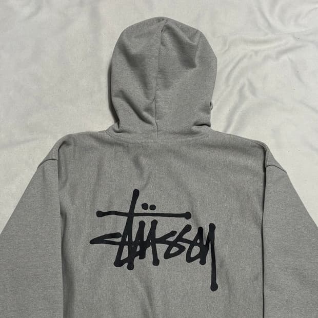 L 스투시 빅로고 그레이 후드티