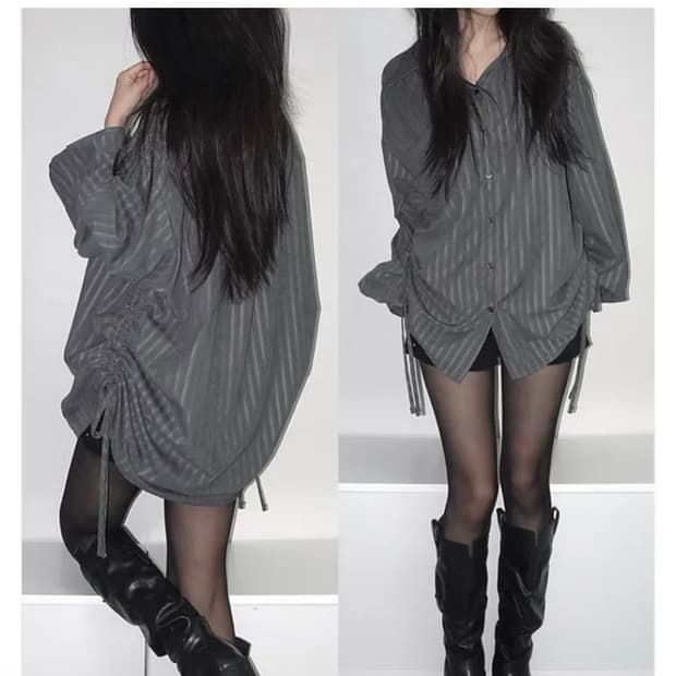 벨루어 셔링 슬릿 스웨이트 셔츠 (실착 0 새상품)