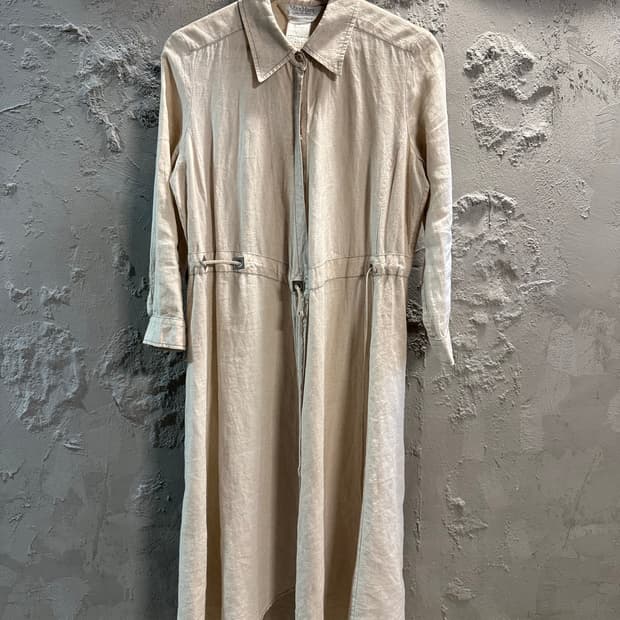 38 막스마라MaxMara 린넨 드로스트링 로브 원피스 베이지