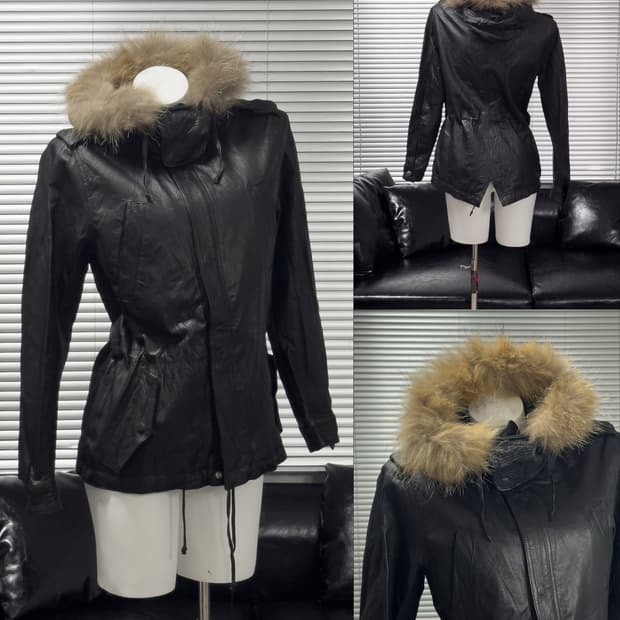 {Unknown} Pig Leather Racoon Fur Parka  