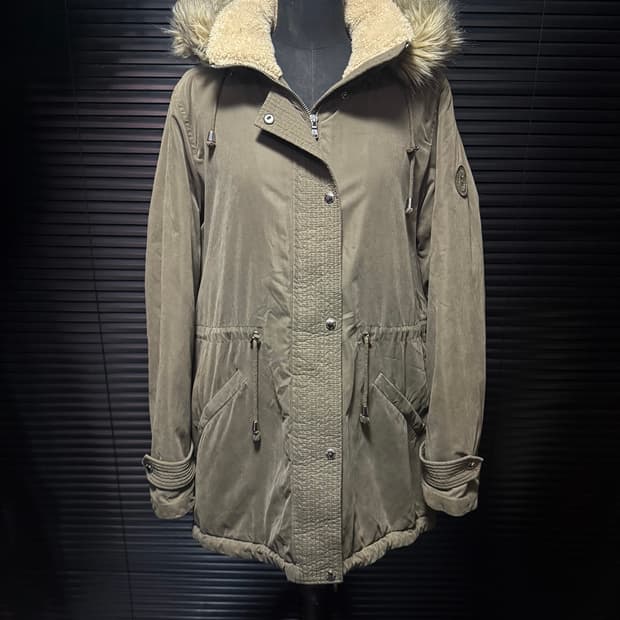 폴로 랄프로렌 브라운 갈색 양 털 후드 후디 야상 피쉬테일 누빔 방한 L