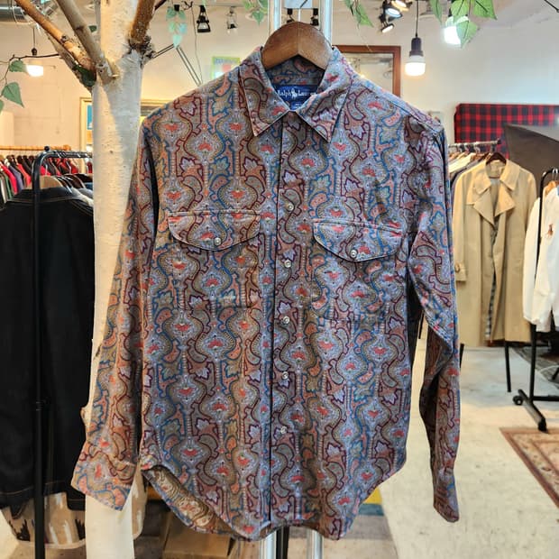 RALPH LAUREN 랄프 로렌 코튼 패턴  카라 셔츠