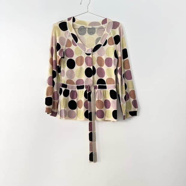 Color dot strap cardigan