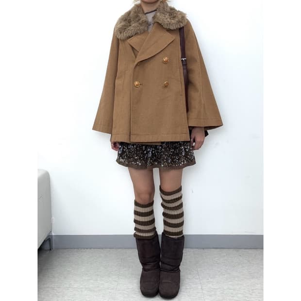 빈티지 브라운 하프 코트 자켓