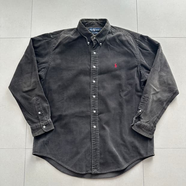 90s 두산 정품 폴로 랄프로렌 코듀로이 셔츠 챠콜 105