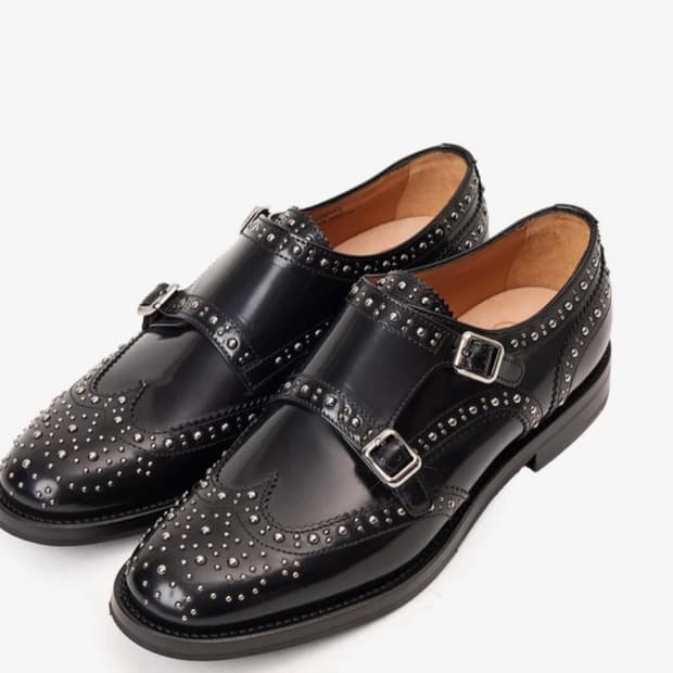 처치스 여성용 Lana Met 블랙 더블 몽크 스트랩 구두