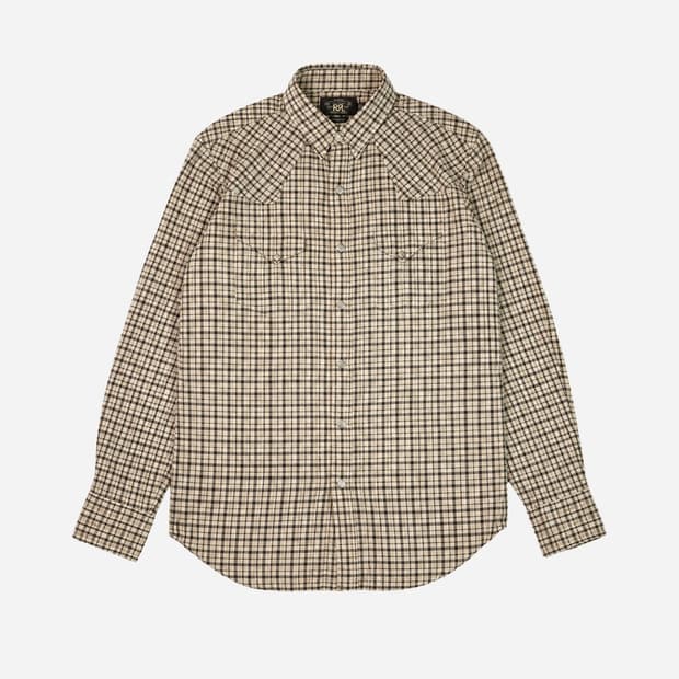 RRL 더블알엘 체크 x 도비 스트러이프 웨스턴 셔츠