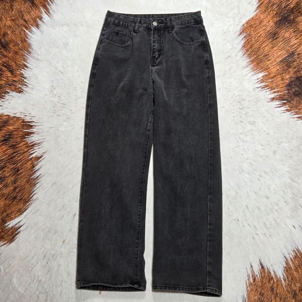 빈티지 그레이 흑청 데님 와이드팬츠