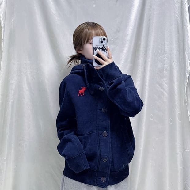 아베크롬비 네이비 누빔 후드 자켓 