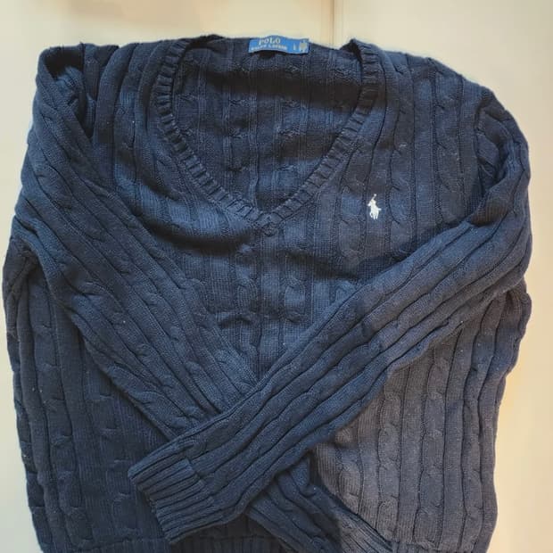 폴로 랄프로렌 꽈배기 v넥니트