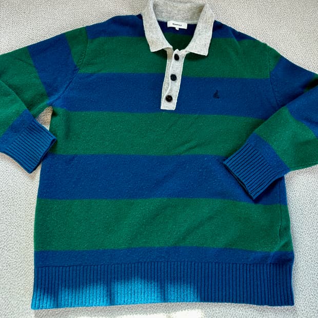 (xl) Unisex 빈폴 맨즈 그린 럭비 보더 카라 풀오버 니트