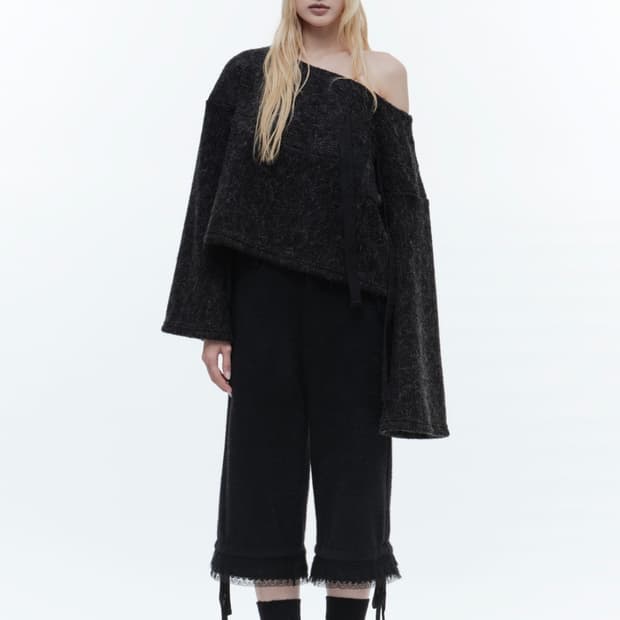 [WETTAG] 웻태그 W 와이드 넥 스웨터 #CHARCOAL