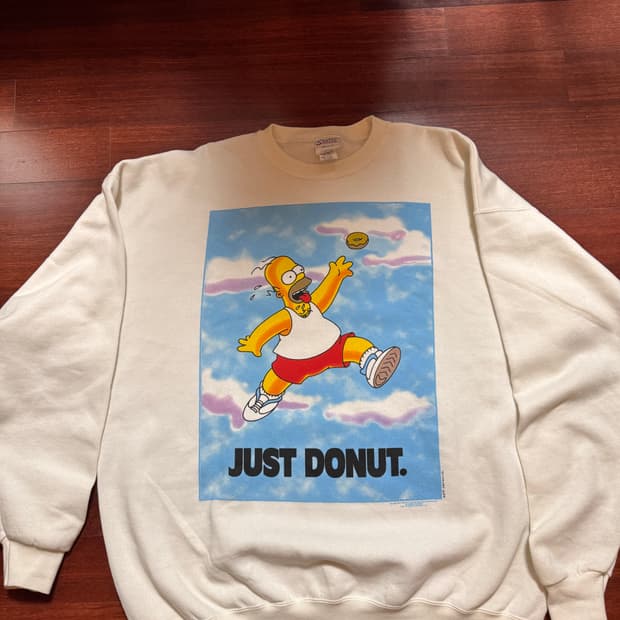 [XXL] 90s 심슨 ’Just Donut‘ 나이키 패러디 스웻셔츠