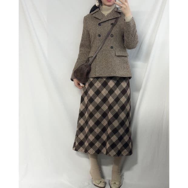 더블 버튼 울 코트