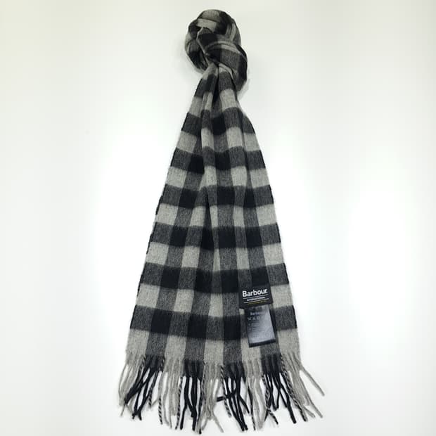 MX472 바버 램스울 인터내셔널 체크 그레이 머플러 목도리