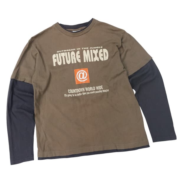 third wave 써드웨이브 빈티지 레이어드 그래픽 롱슬리브 (M)