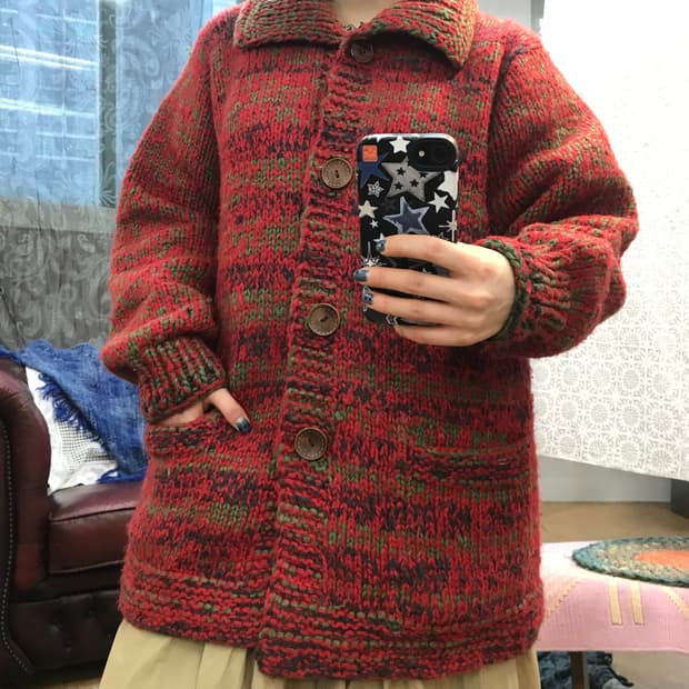 빈티지 포켓 니트 가디건 