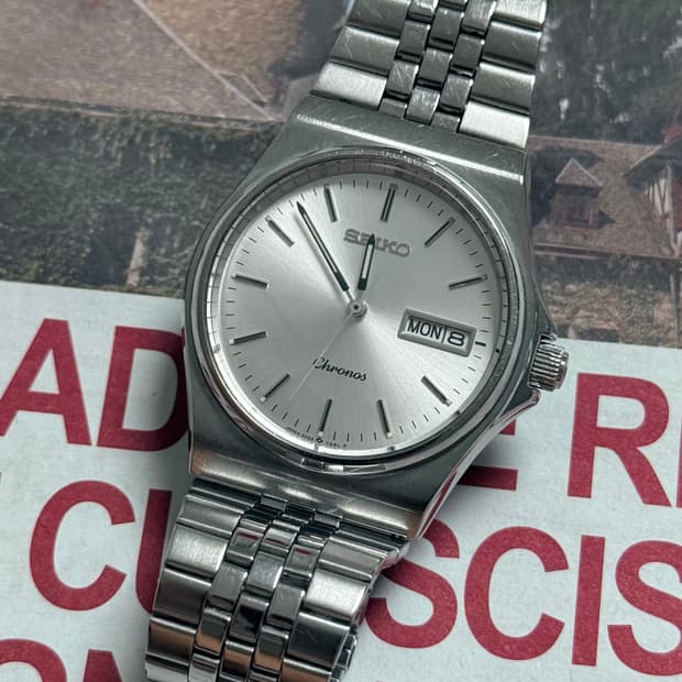 Seiko 세이코 쿼츠 Chronos 썬레이 Day Date 1990