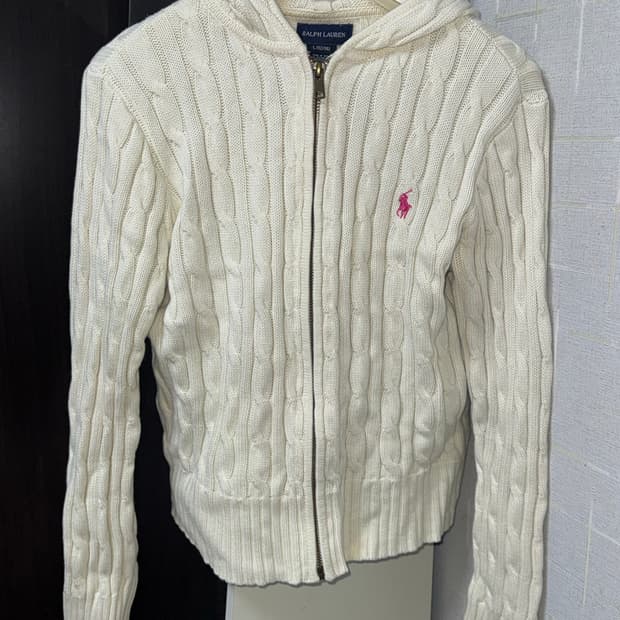 폴로 랄프로렌 니트 후드집업 아이보리 L