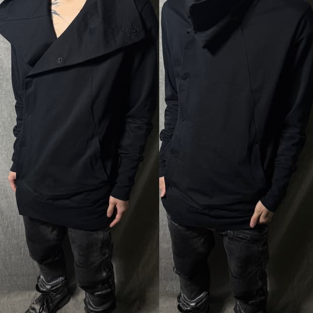 Asymmetric High-Neck Draped Sweatshirt  