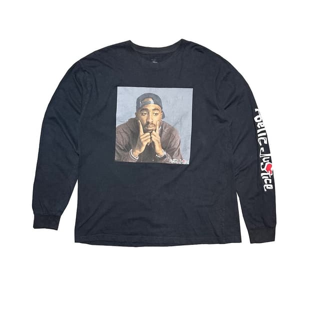 투팍 2pac 레퍼 프린팅 롱슬리브 티셔츠