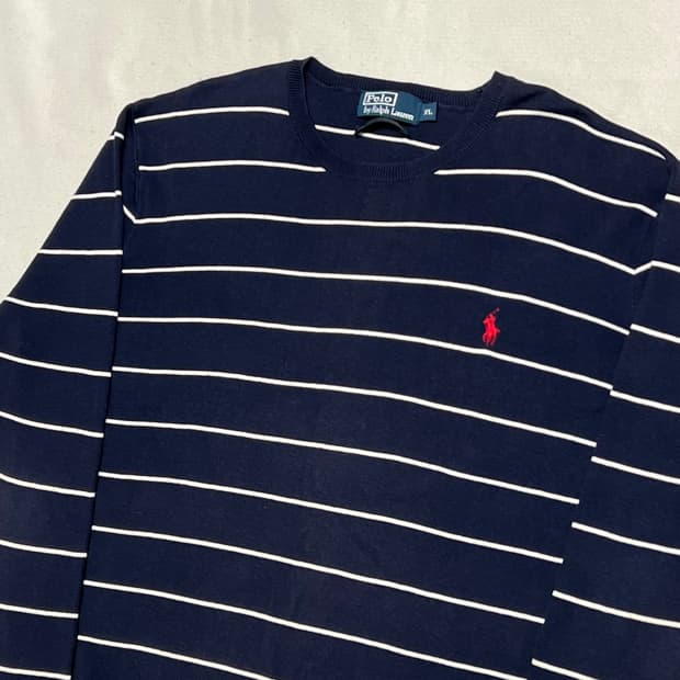 XL 폴로랄프로렌 스트라이프 피마 코튼 니트