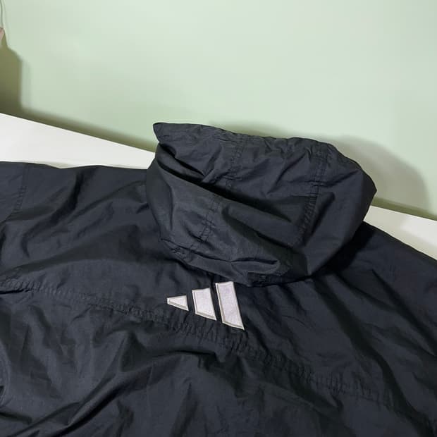 XL 아디다스 오버핏 실버스티치 블랙 후디 바막자켓