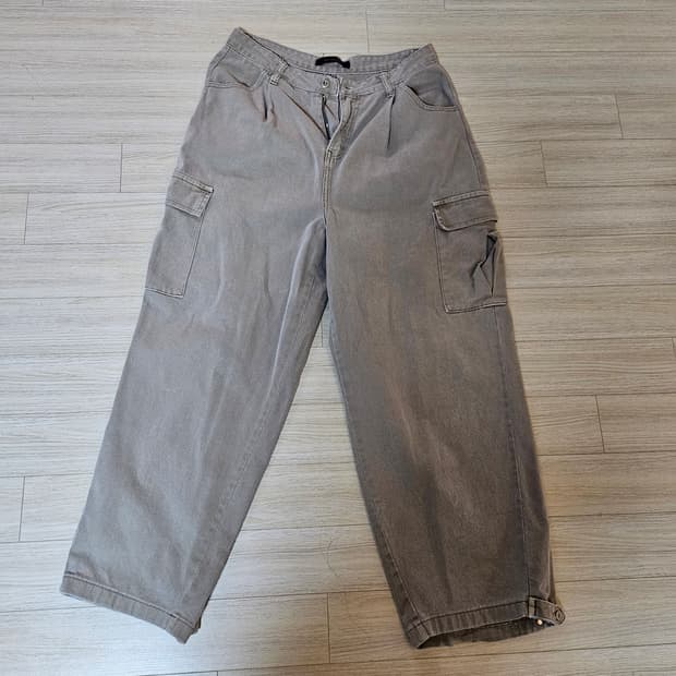 베이지 카고바지 와이드팬츠