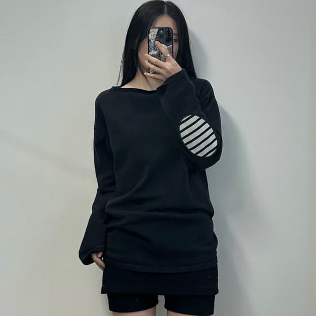 세인트제임스 엘보우패치 블랙 길도 니트 슬리브