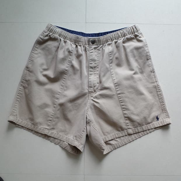 희귀 90s 올드폴로 랄프로렌 베이지 코튼 밴딩 쇼츠 L