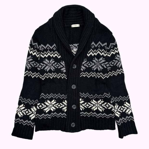 snow showl black knit cardigan