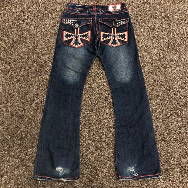 라구나비치 스티치 큐빅 부츠컷 데님 팬츠