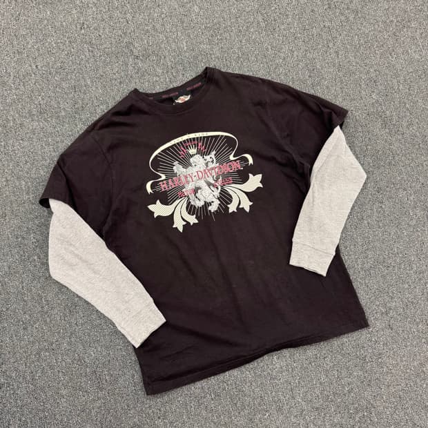 할리데이비슨 빈티지 와플 레이어드 롱슬리브