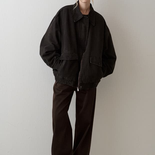 (택O) 파사드패턴 오버핏 빈티지 코튼 블루종 (브라운) (s)