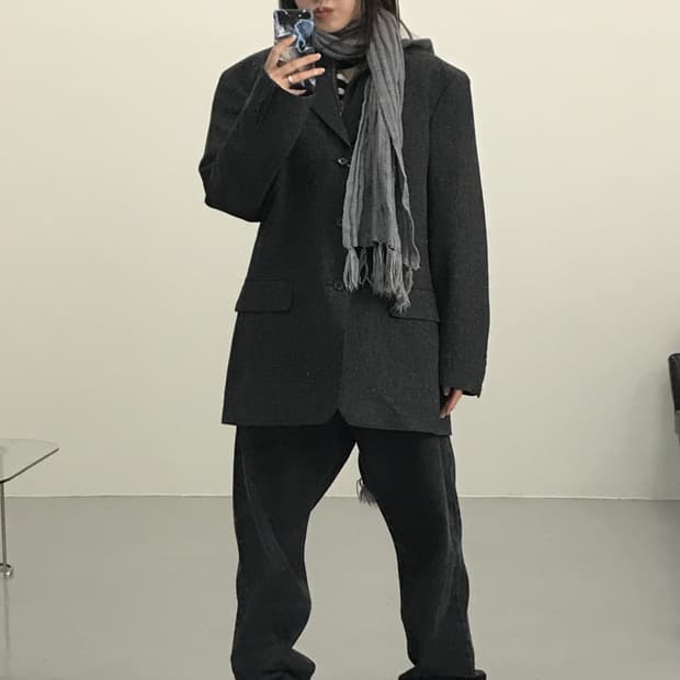 제이크루 차콜그레이 울 헤링본 블레이저