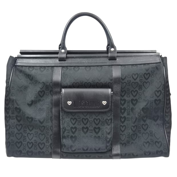 90s 모스키노 칩앤시크 하트 자수&레더 보스턴백