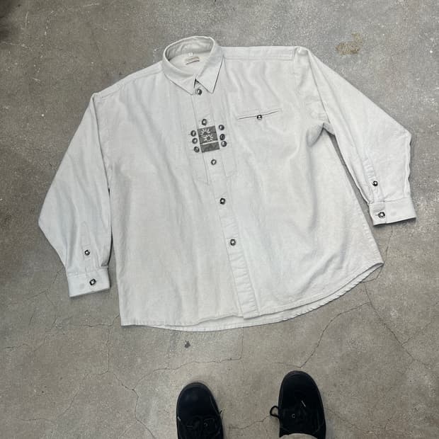 C&A 빈티지 리넨-코튼 트라흐텐 셔츠